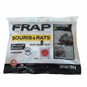 FRAP’ Grain’Tech – Appât Souris et Rats en Blé Rodenticide – Sachet 150 g à la Diféthialone