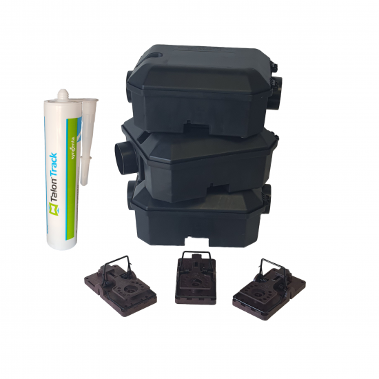 PACK RAT COMPLET SANS BIOCIDES - 3 POSTES SÉCURISÉS + 3 TAPETTES GORILLA + 1 CARTOUCHE D'ATTRACTIF